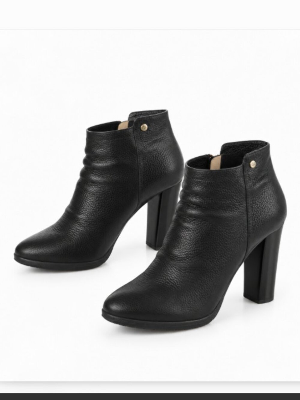 Jimmy Choo Pebbled Leather Ankle Booties Size 9 Black Block Heel Minimalist 90s